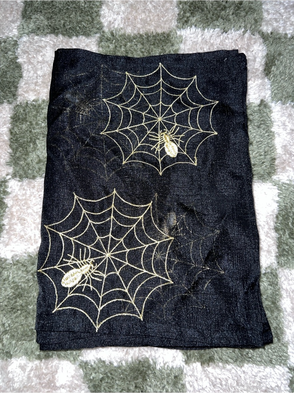 2 Black & Gold Spiderweb Table Runners